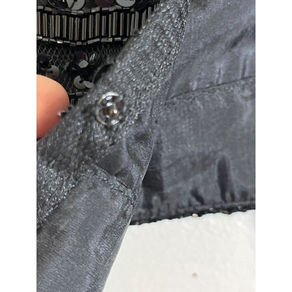 Vintage Beaded Sequin Top XS Black Retro Classic Glam Chic Shiny Resort Preppy - Picture 3 of 10